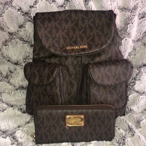 MK backpack and wallet